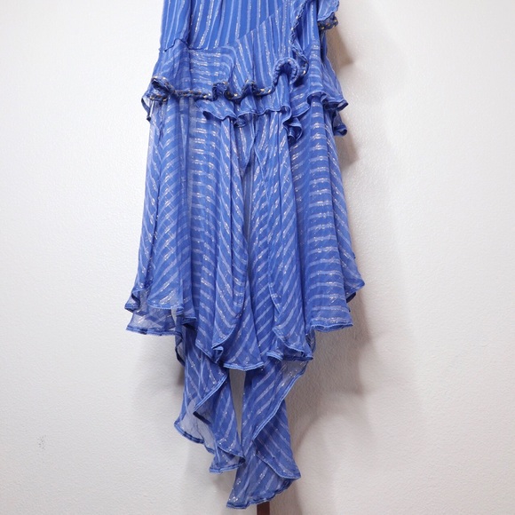 MISA Ambrosia Ruffle Hem Striped Midi Dress - Picture 7 of 8